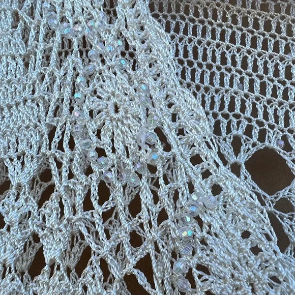 Crochet Cream Cardigan feminine top Small Med - Picture 4 of 11